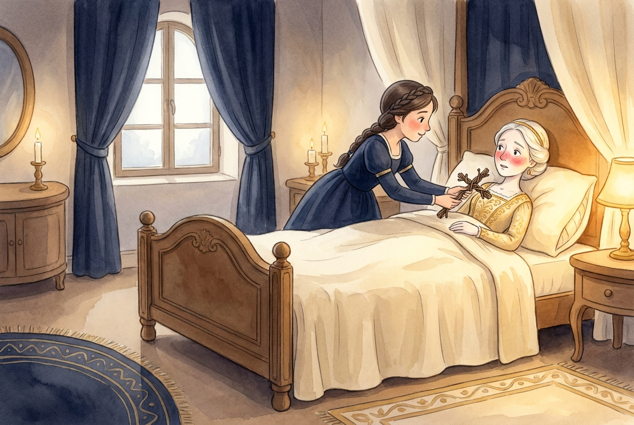 Nina laid her cross on the sick queen, and she was made well.