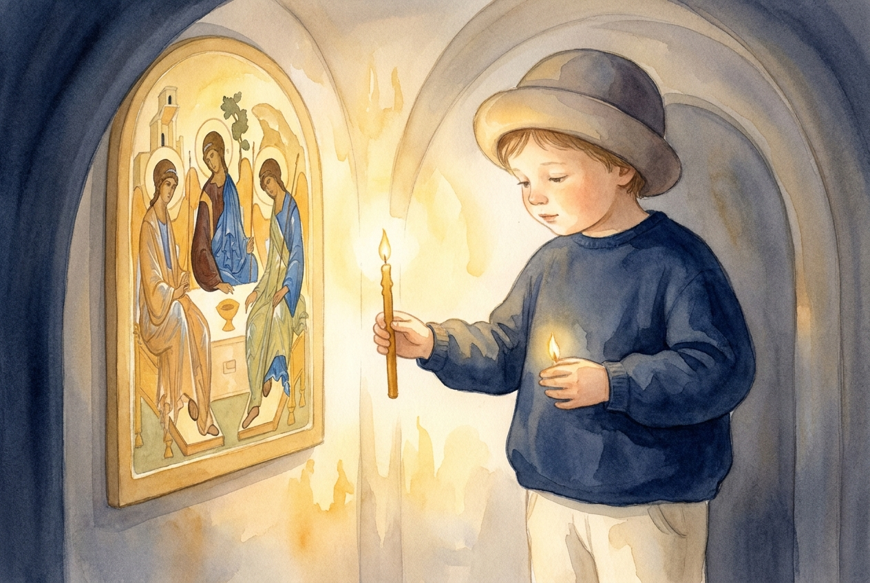 We light a candle, like a little prayer that keeps shining.