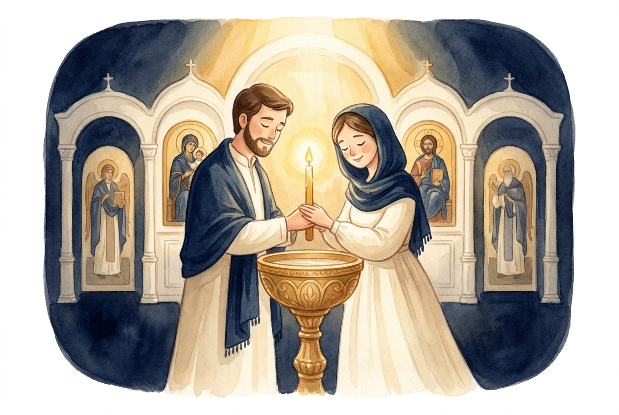 The godparents hold the candle and promise to help the new Christian love God.