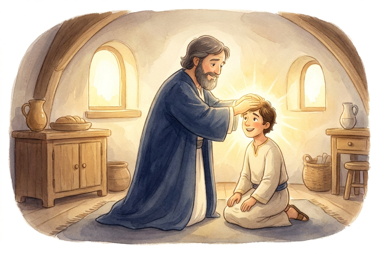 Kind Ananias laid his hands on Saul, and he could see again, and was baptized.