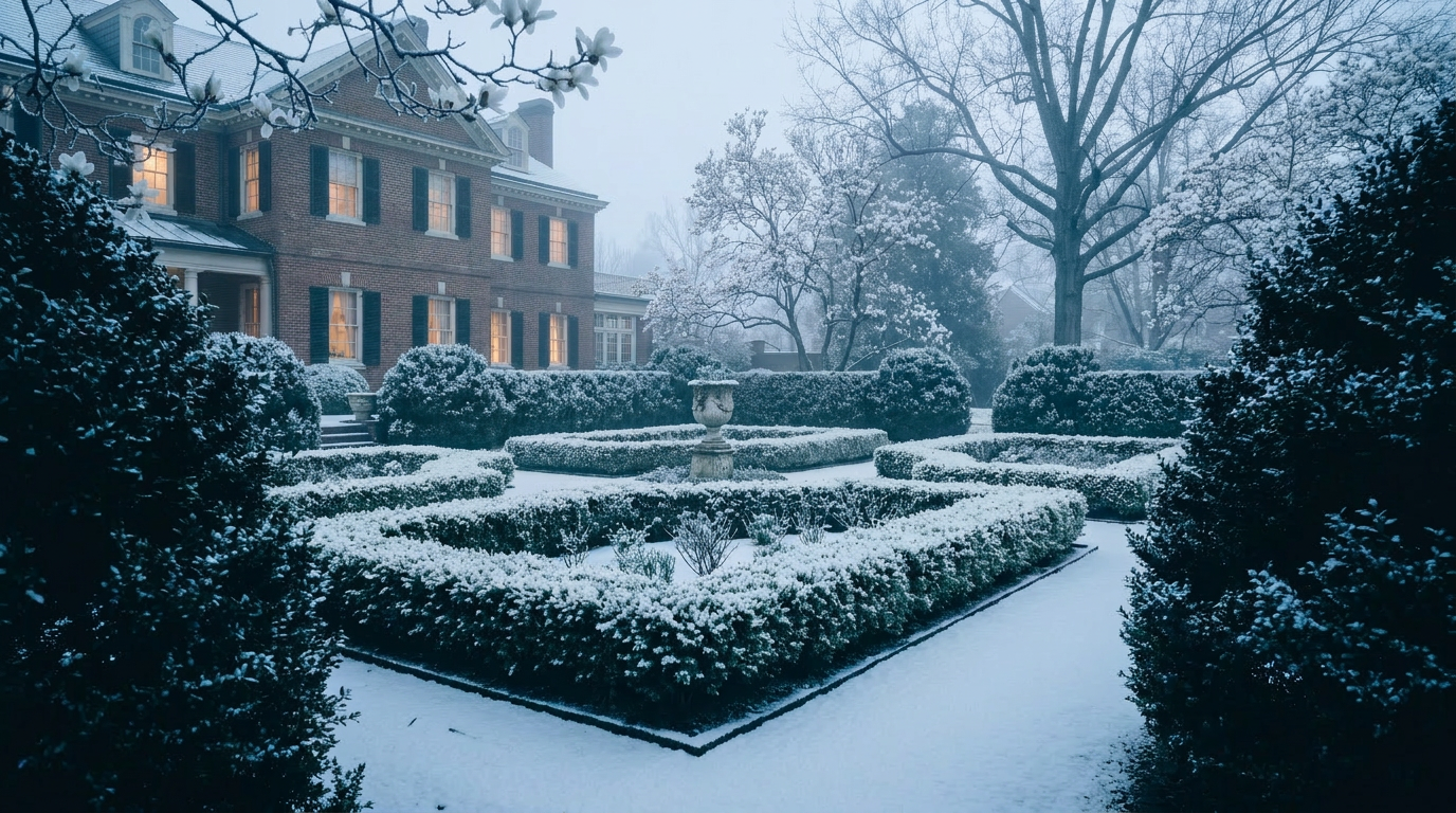 The estate garden in winter