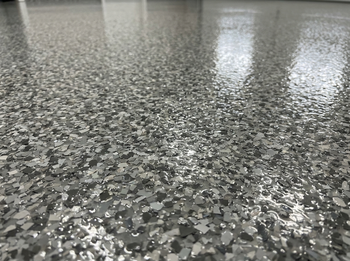 Gravel flake blend — medium gray epoxy floor