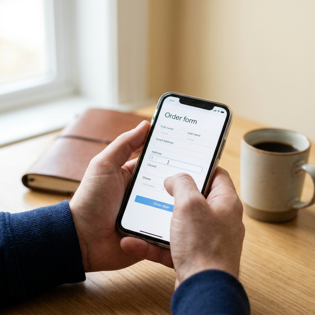 Filling out an order on a phone