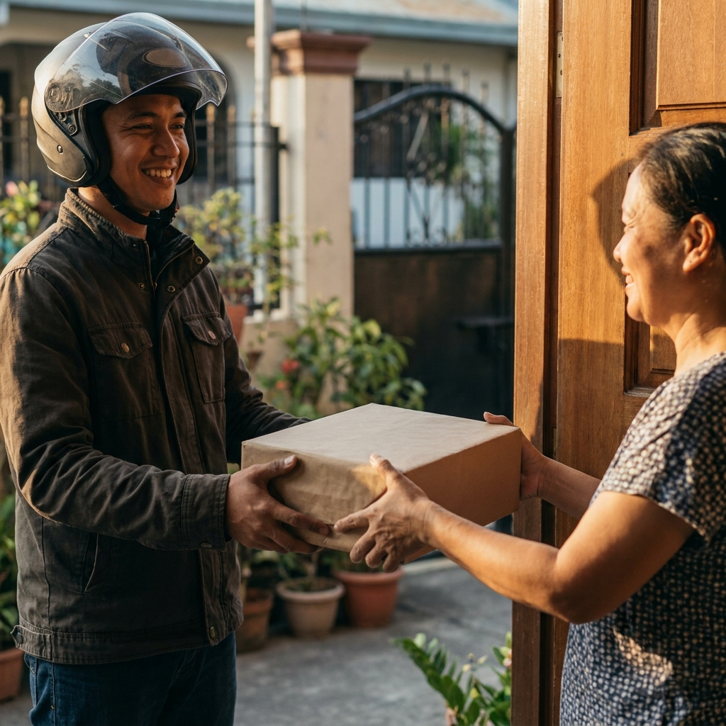 Delivery handoff at a doorstep