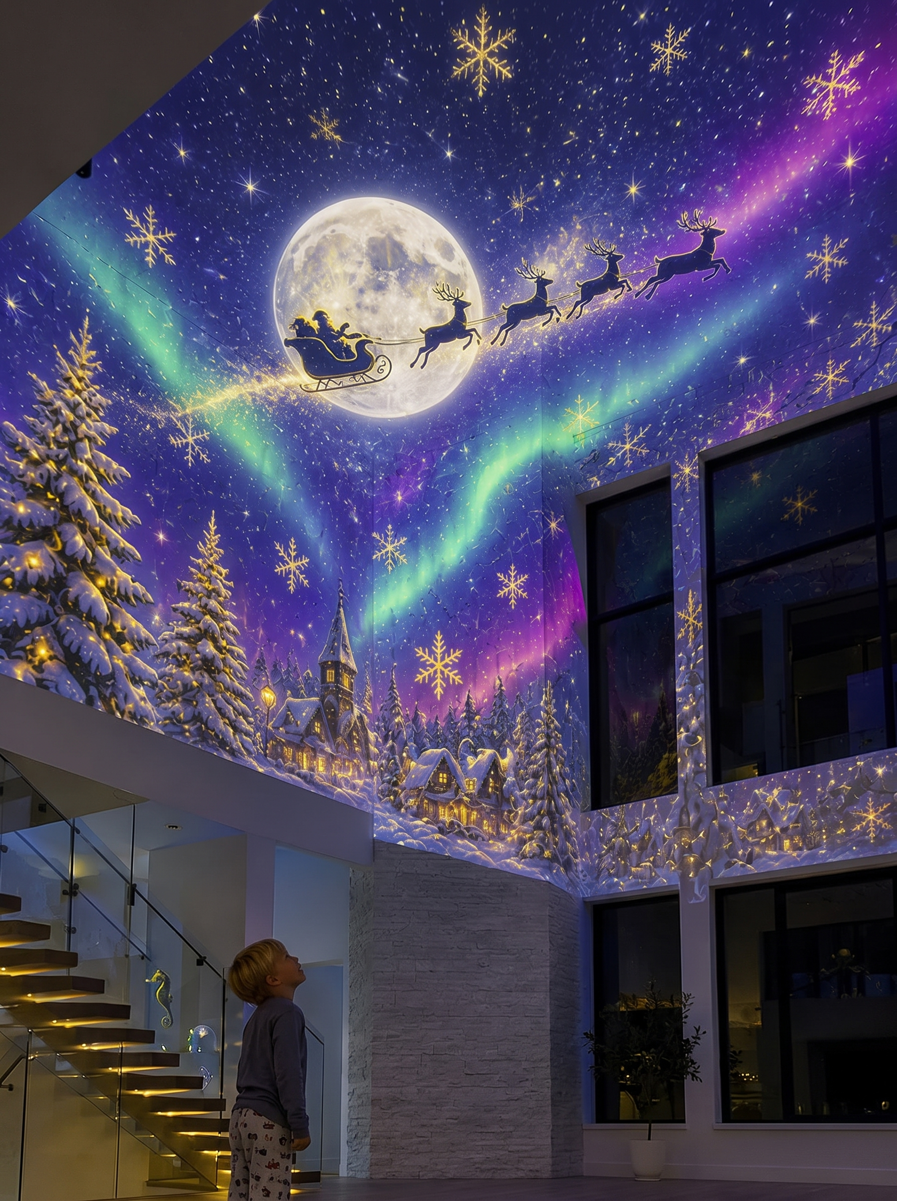 Glowgrove Sky Projector filling a bedroom ceiling