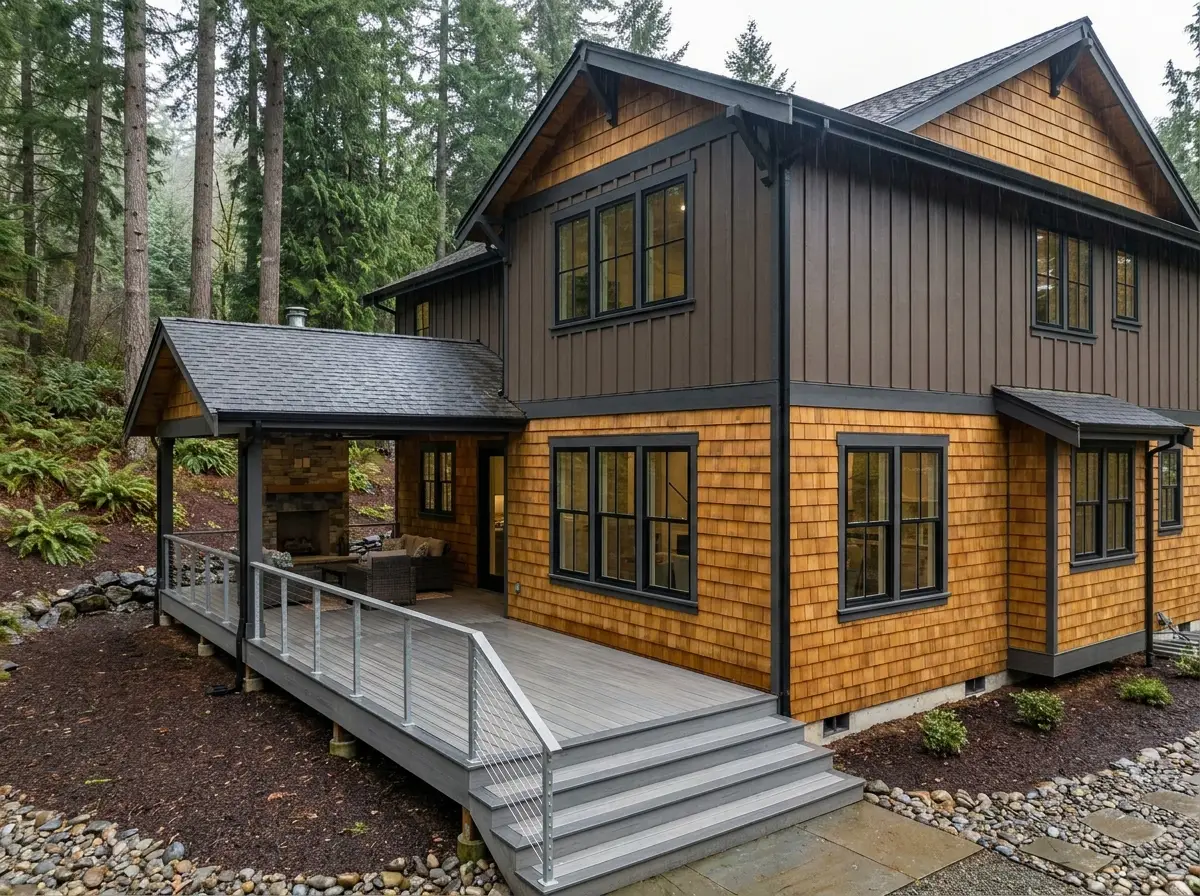 Cedar siding and window replacement concept