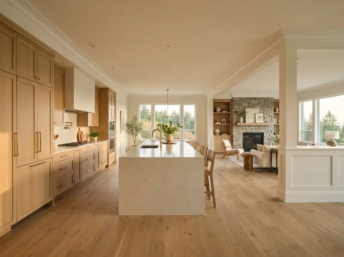 Open living space with finish carpentry concept