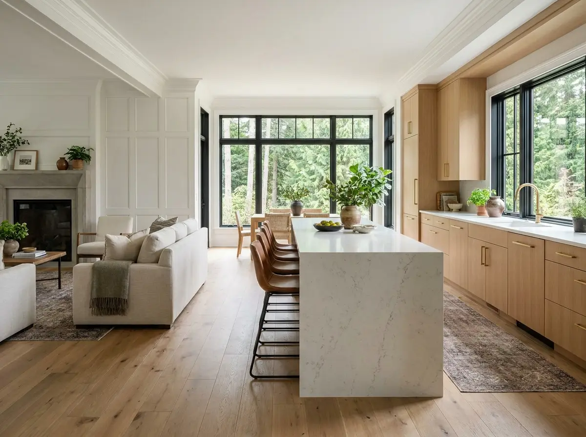 Hardwood flooring and crown molding concept
