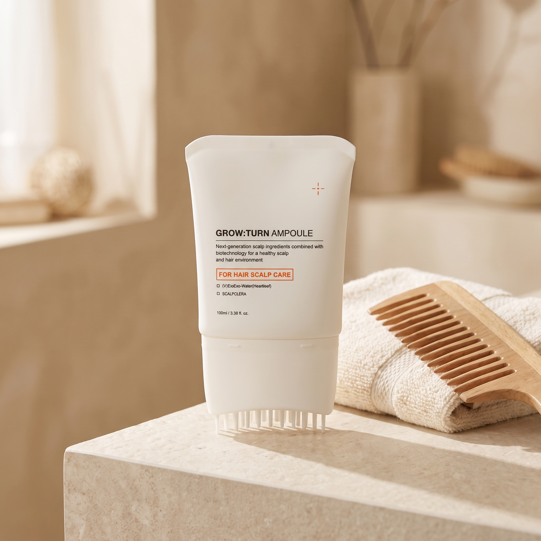 Hair Growth Scalp Serum on a bathroom counter