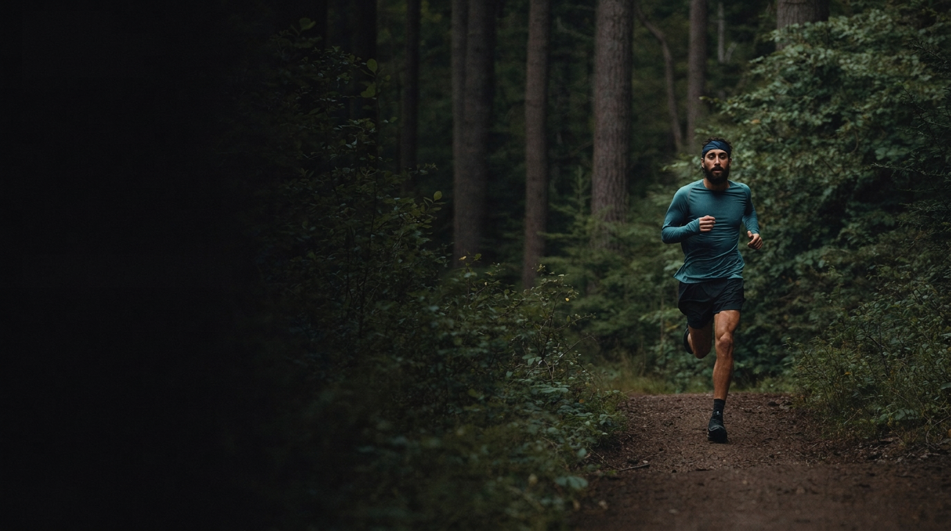 Coureur en trail avec chaussettes à orteils XELAE