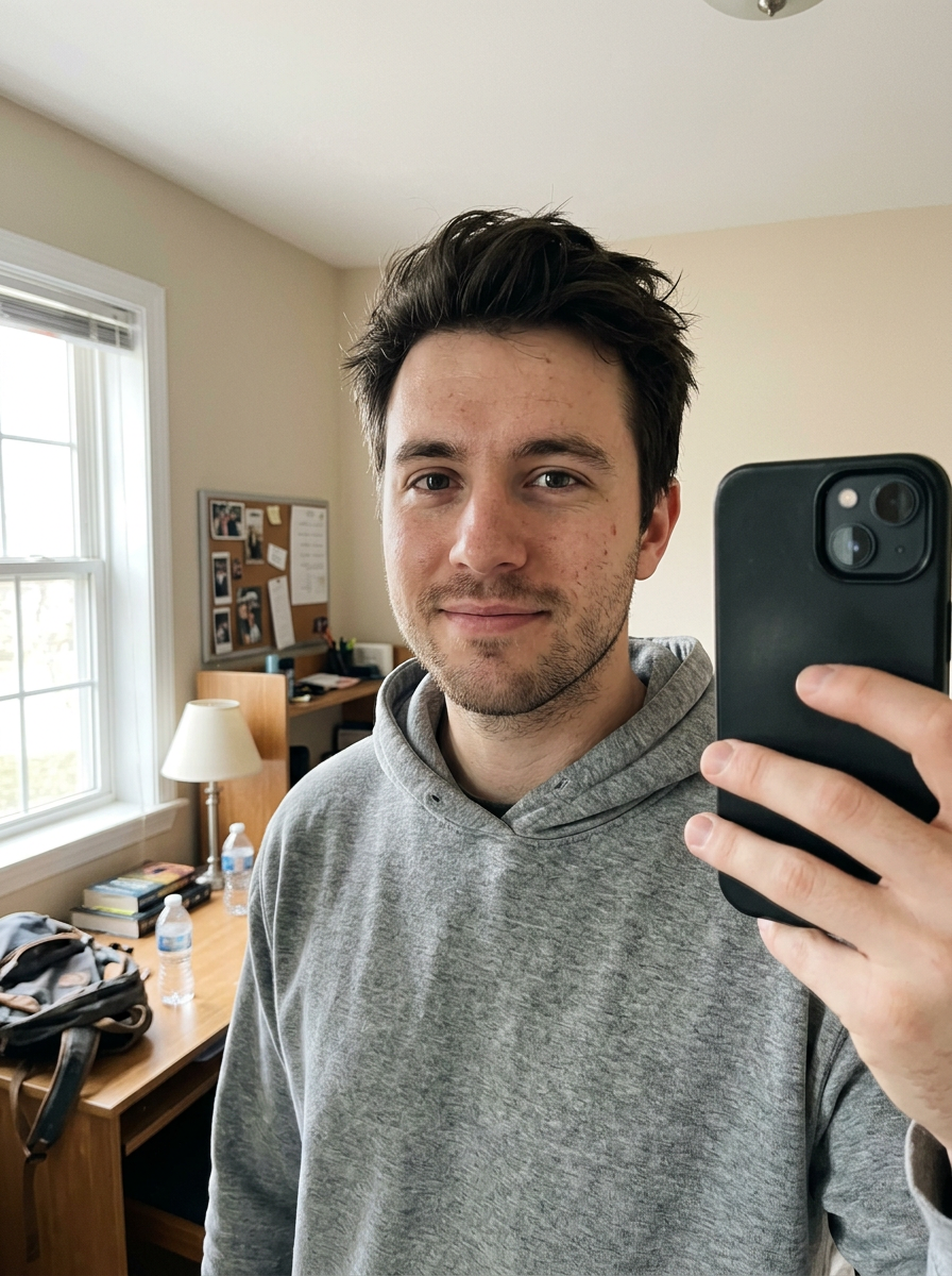 Vorher: normales Selfie (fiktives Beispiel)