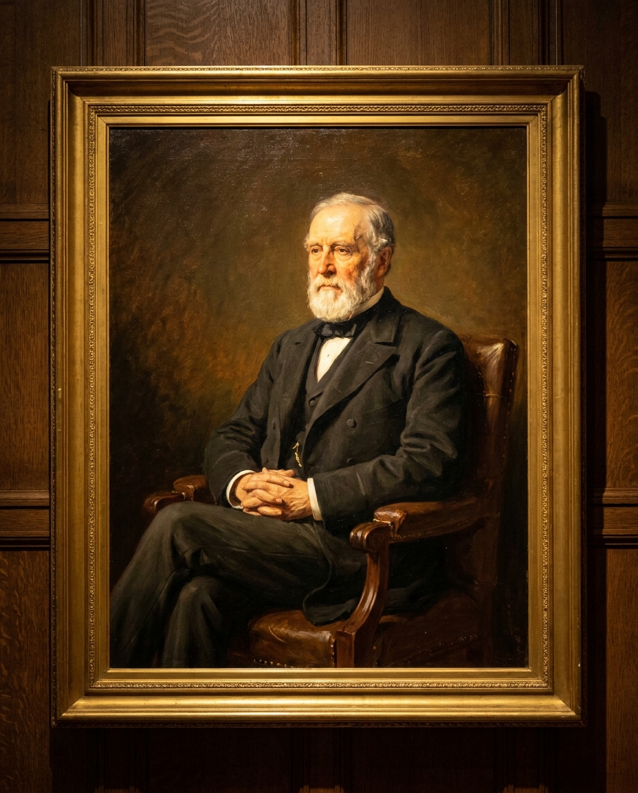 Hand-painted oil portrait of a distinguished gentleman