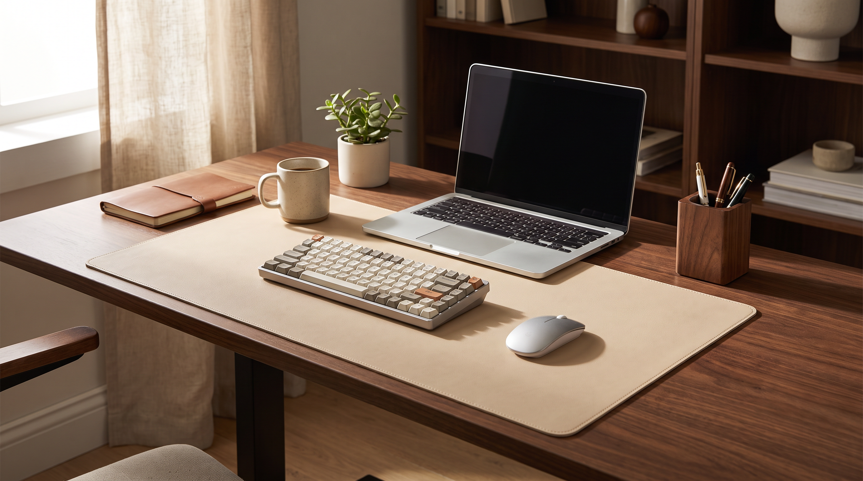 Sous-main cuir PU DeskZen sur bureau