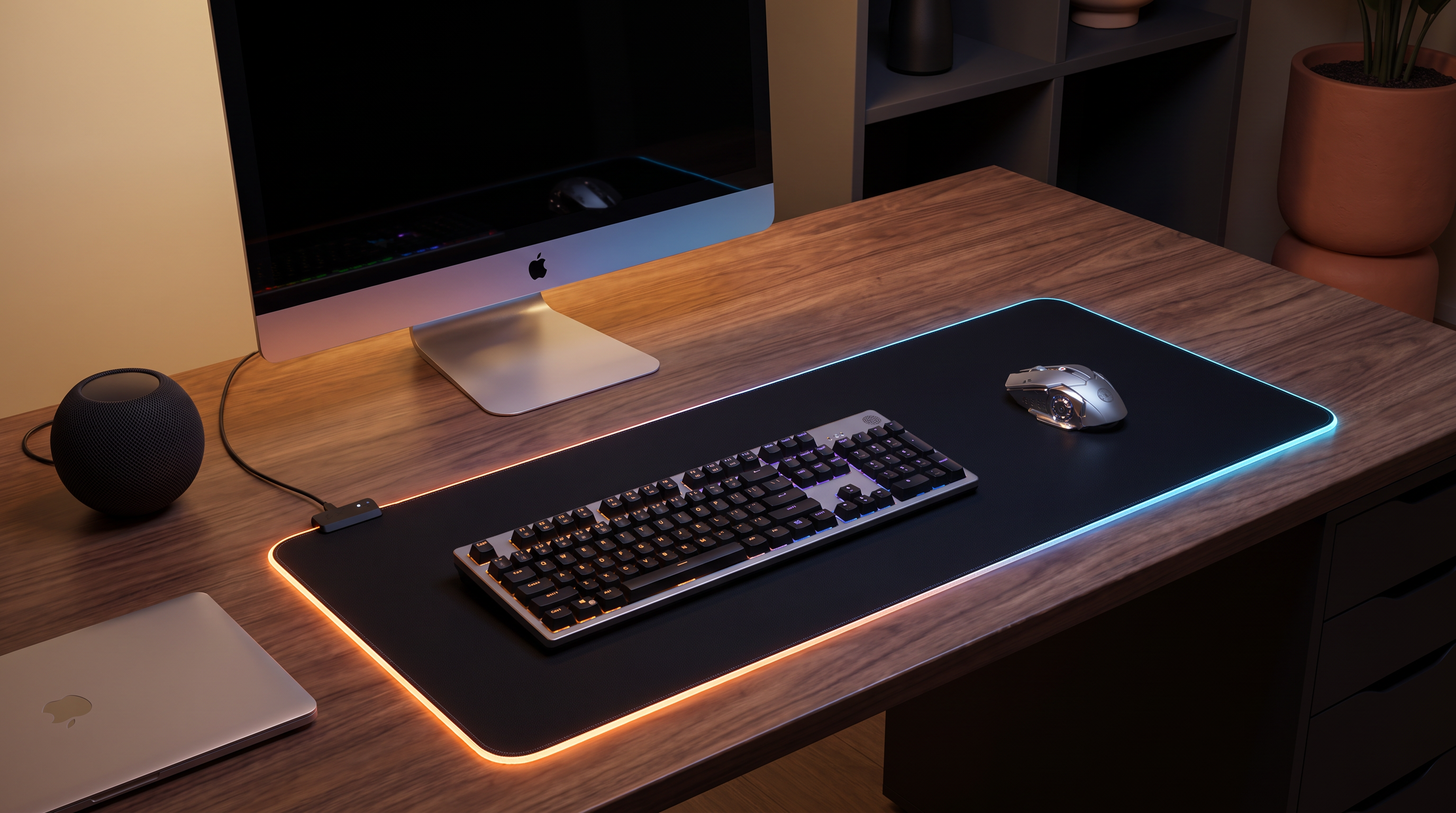 Setup lumineux avec le tapis RGB DeskZen