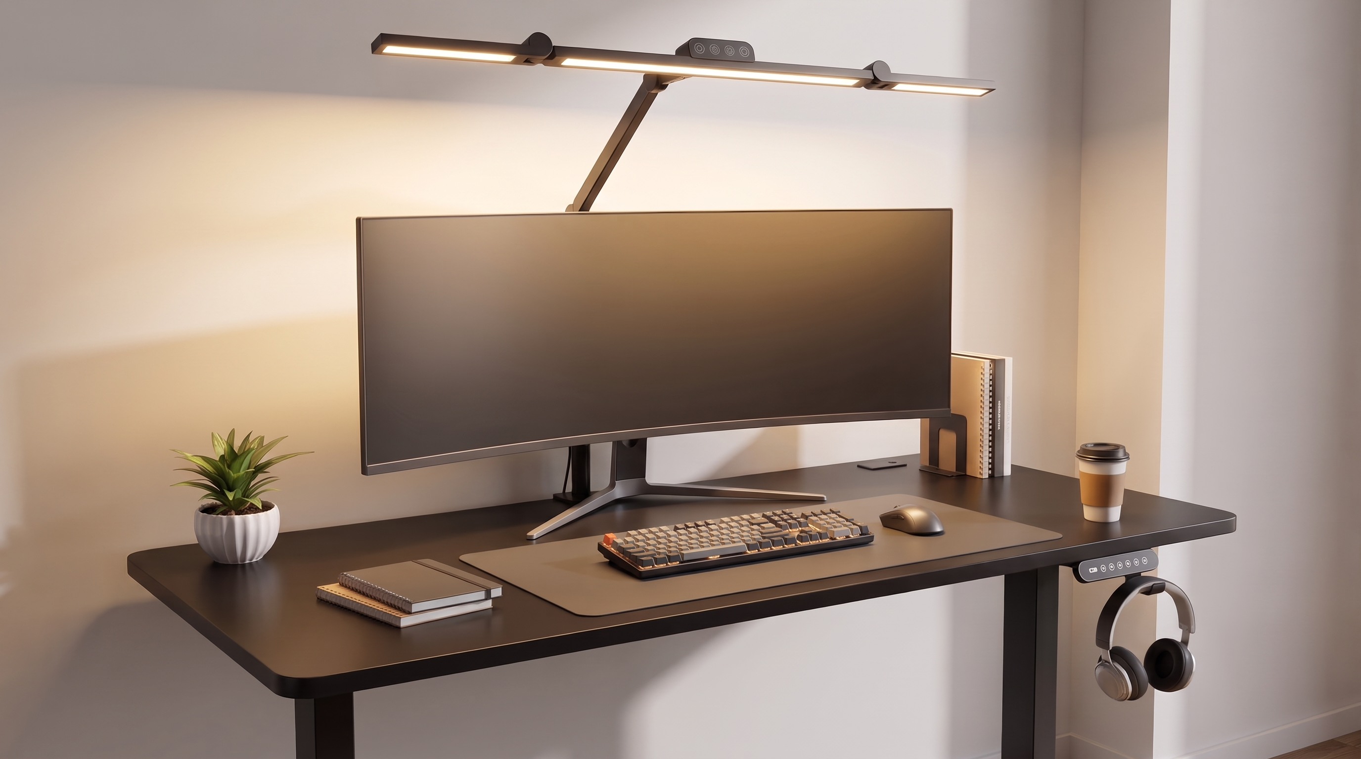 Lampe LED a pince DeskZen sur double ecran