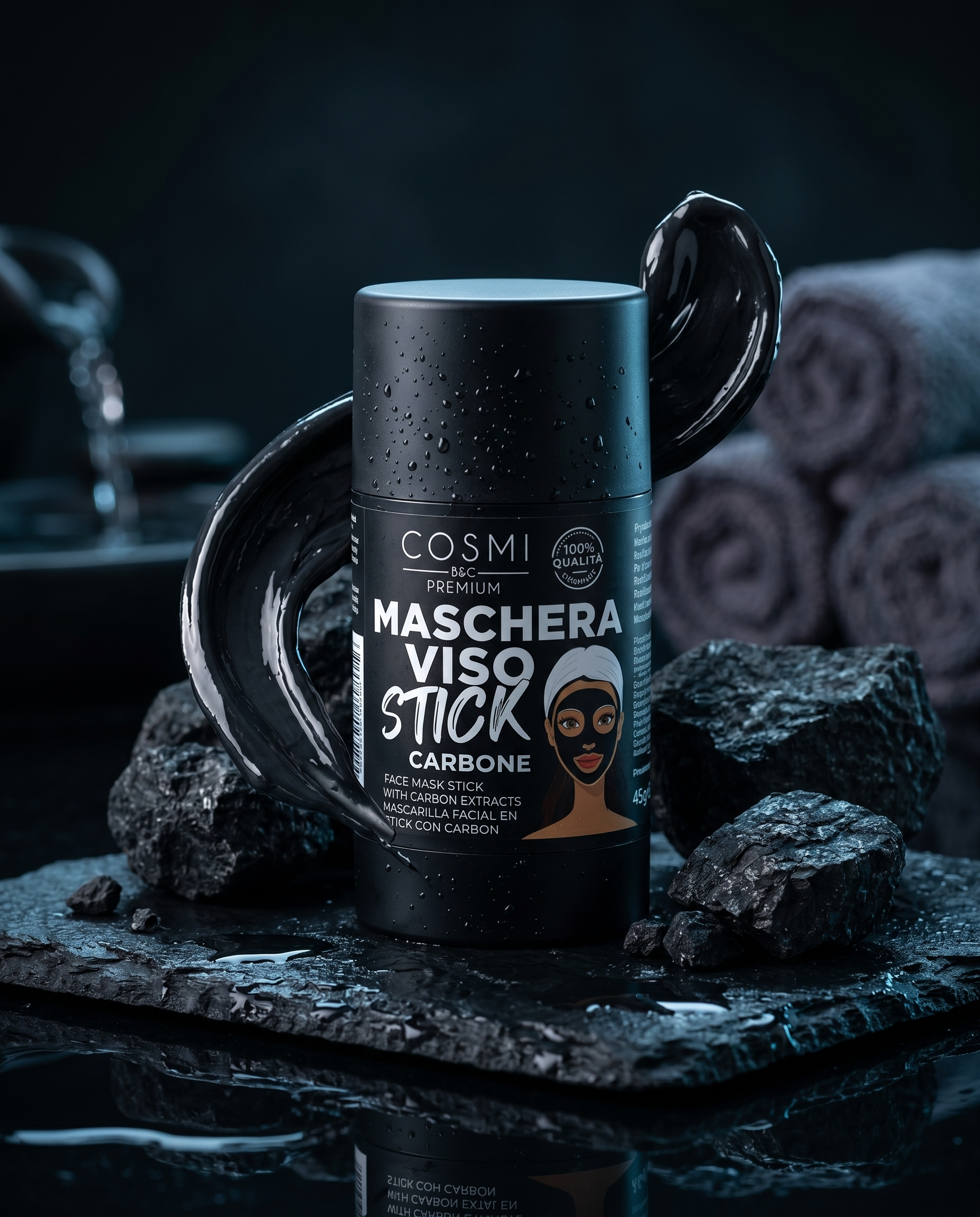 Carbone attivo e maschera viso stick