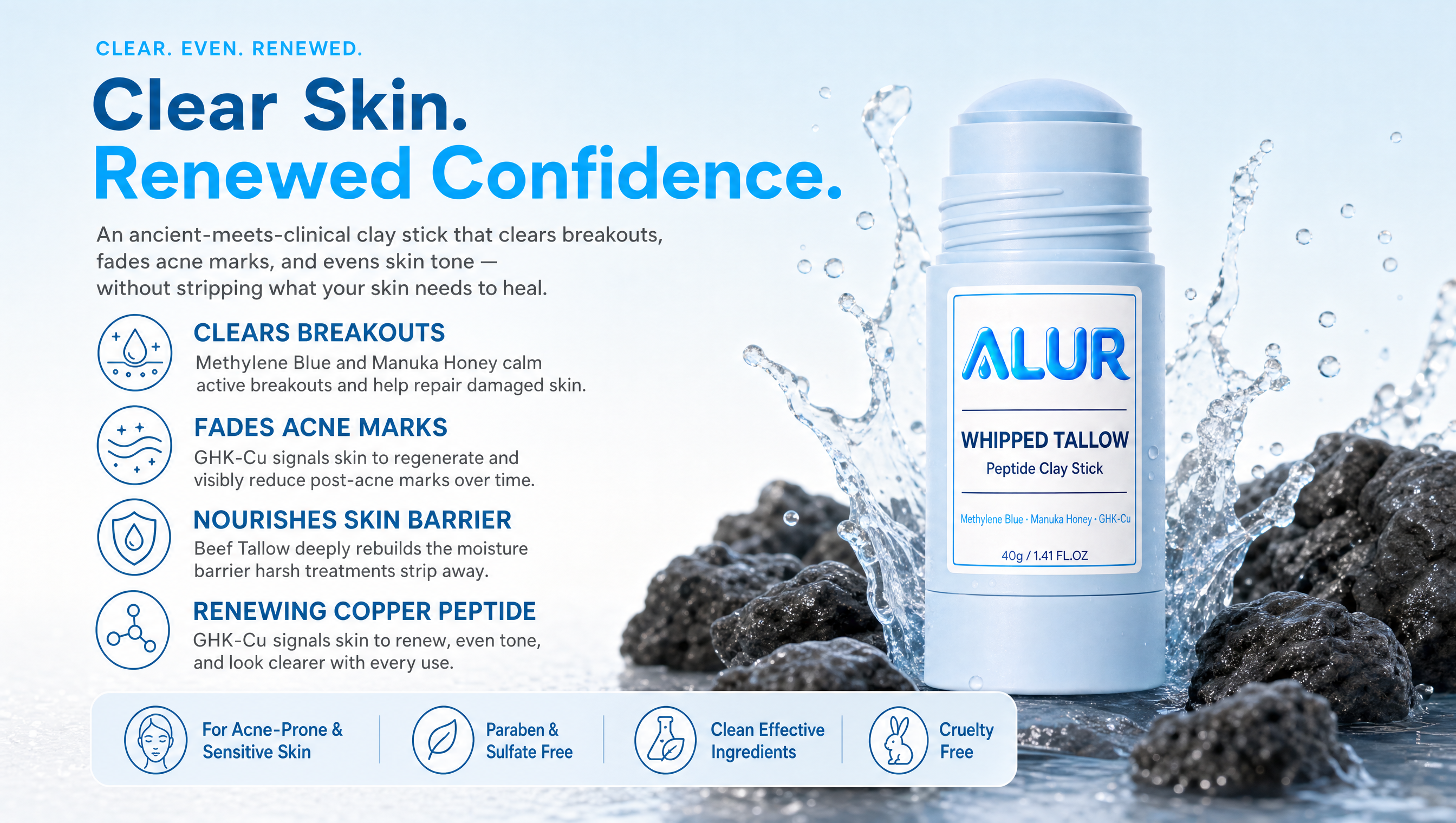 ALUR Whipped Tallow Peptide Clay Stick