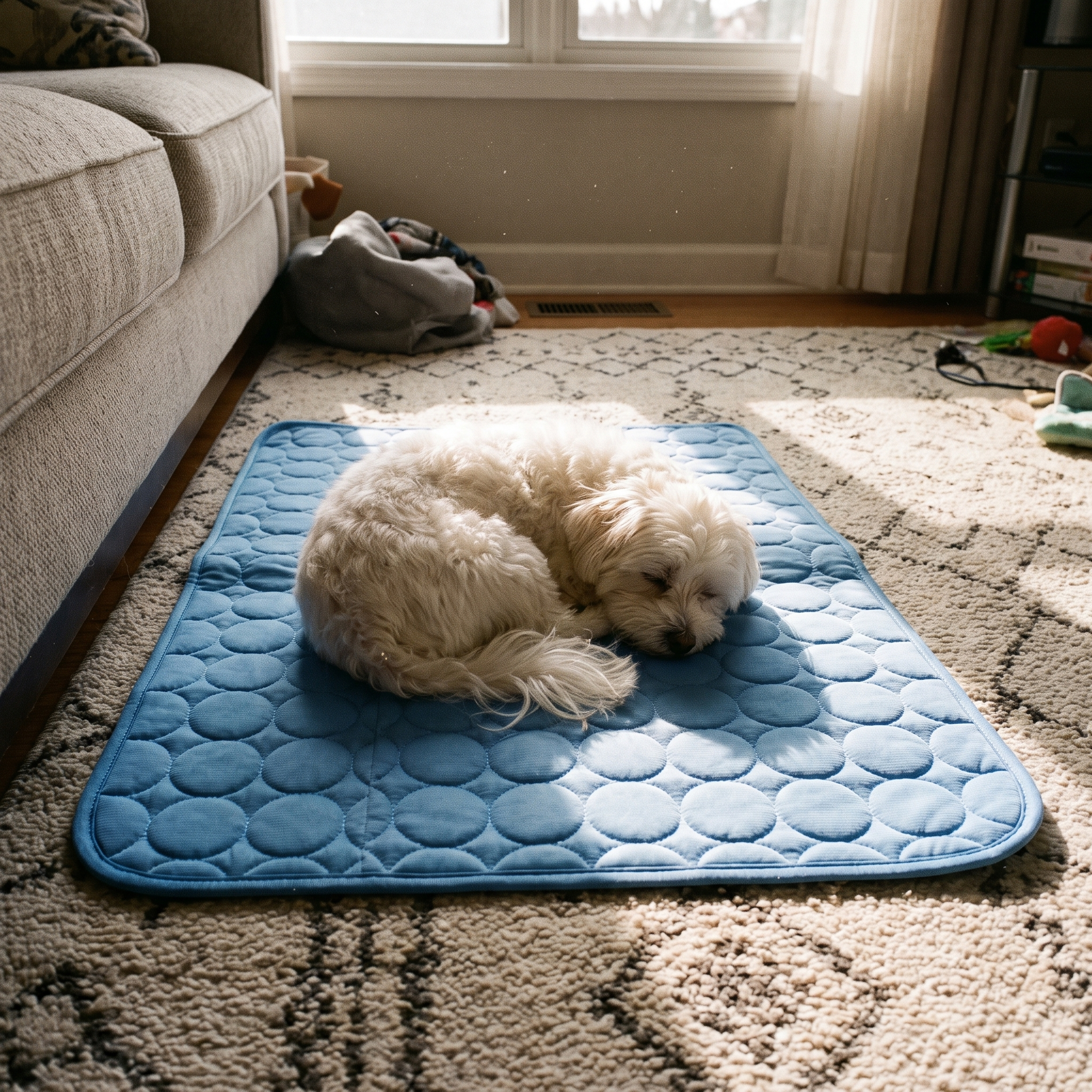 Dog relaxing on the Frostnose cooling mat