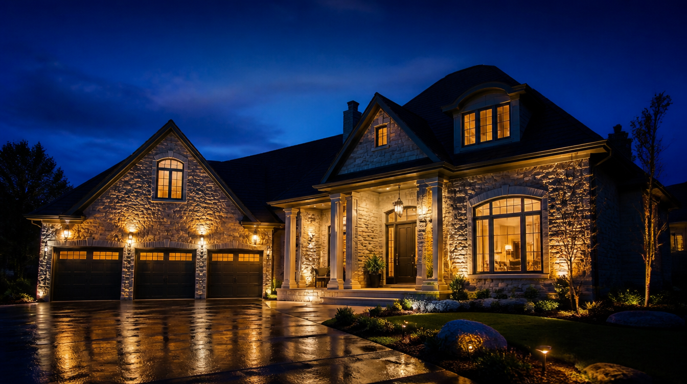 Luxury home twilight Crown Point