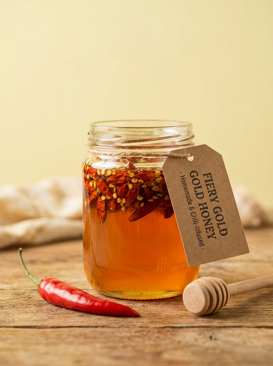 Chili infused honey jar