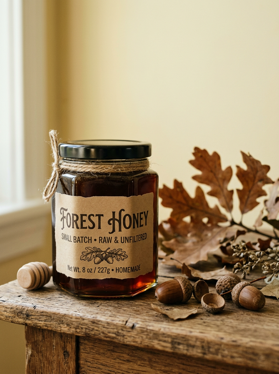 Dark forest honey jar
