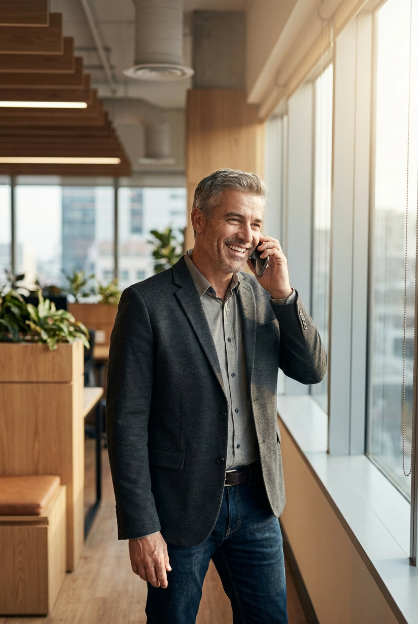 Business owner on a call
