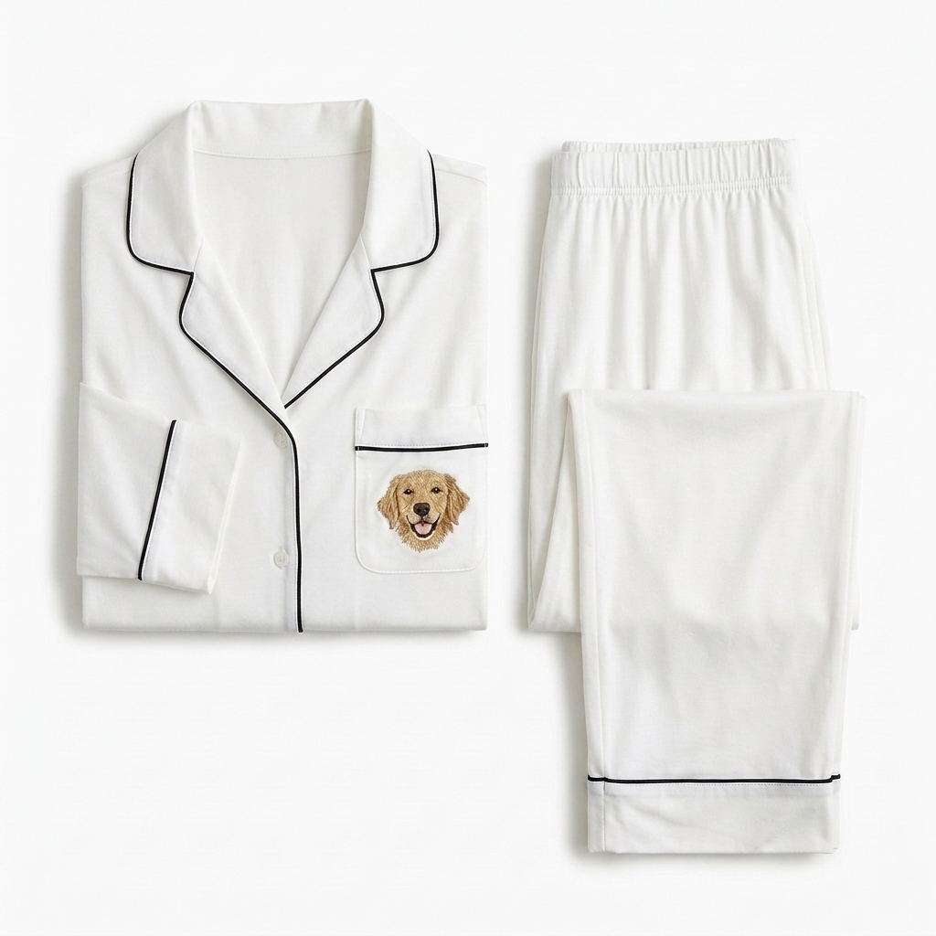 The Bamboo Jammies flat-lay in white