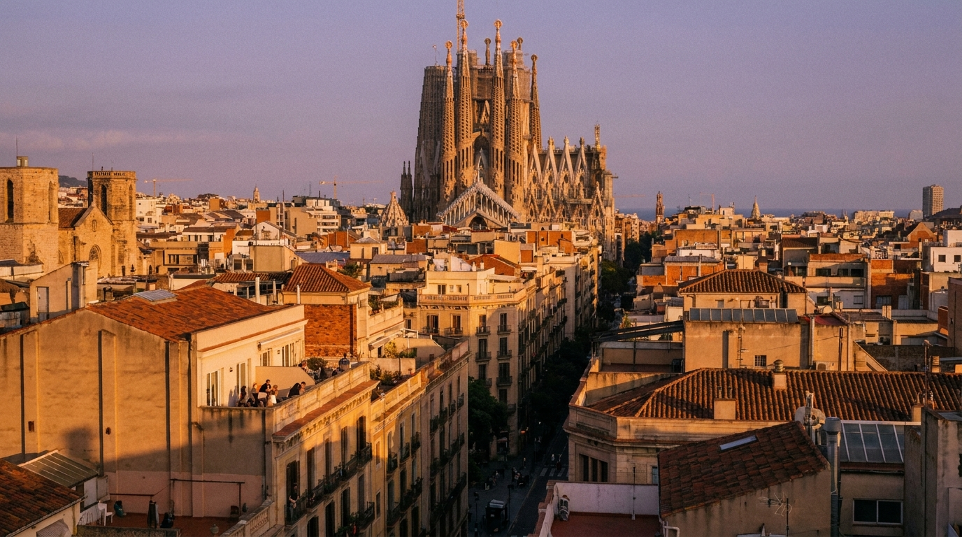 Barcelona at golden hour