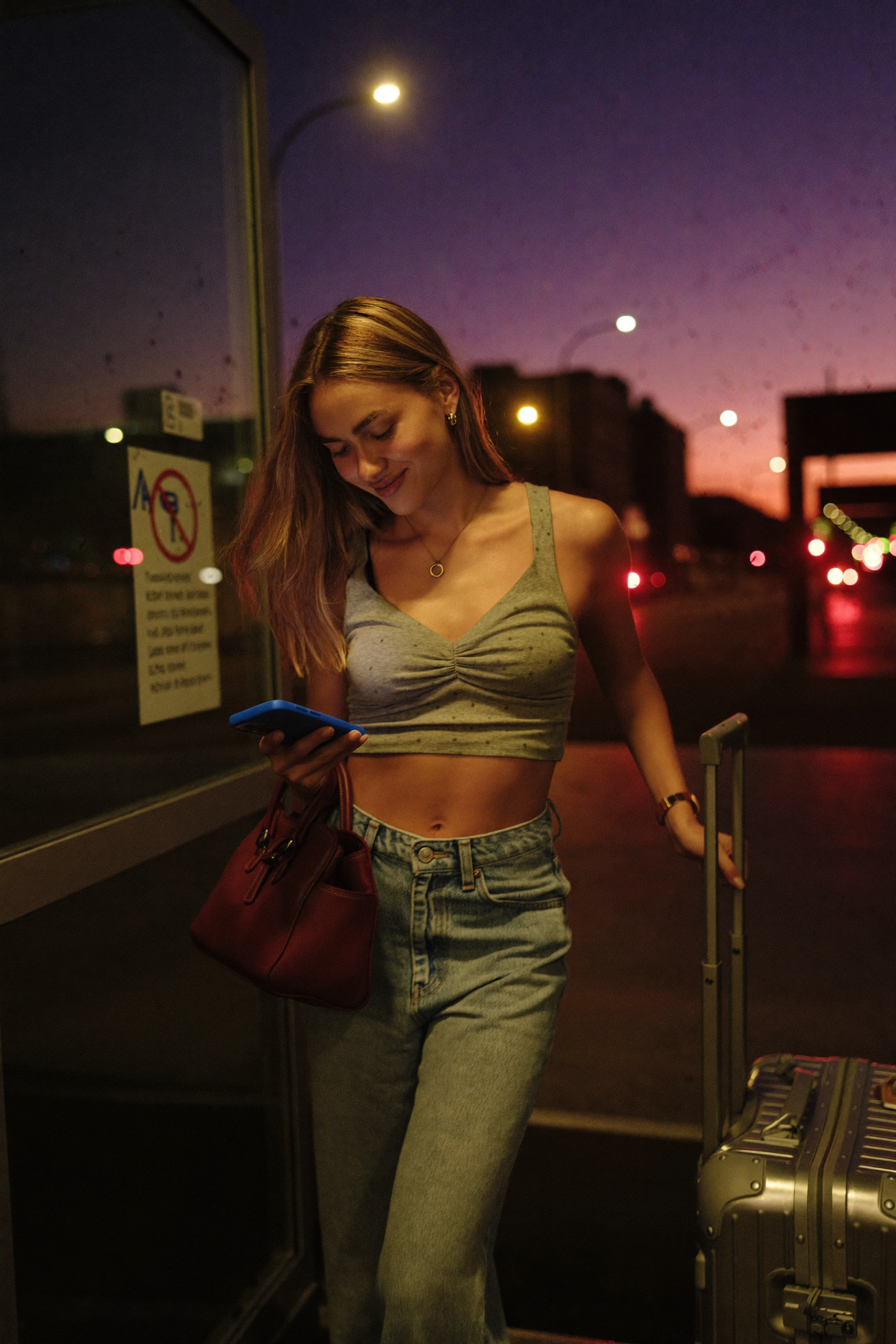 Her - landing at golden hour, already connected