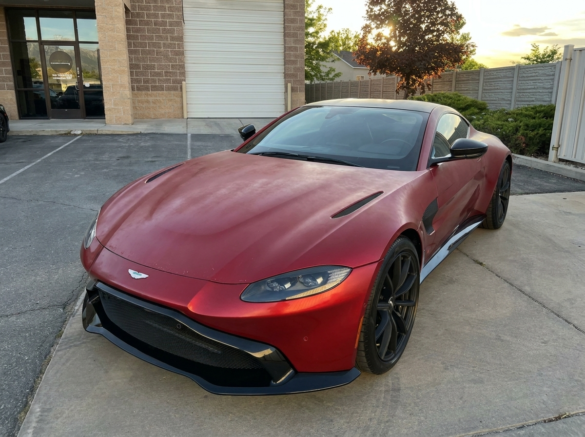 An Aston Martin's paint before ceramic coating — dull and hazy