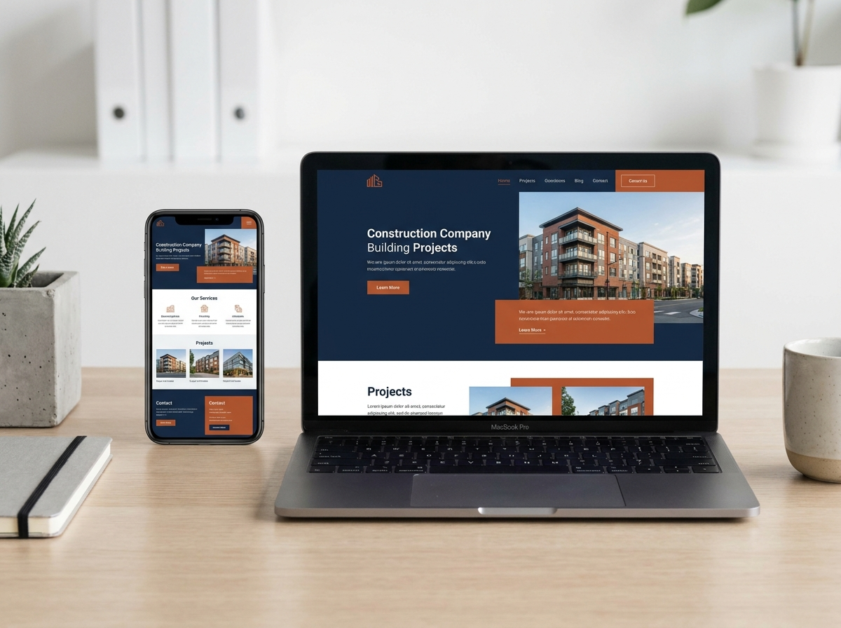Website design mockup for a trades business