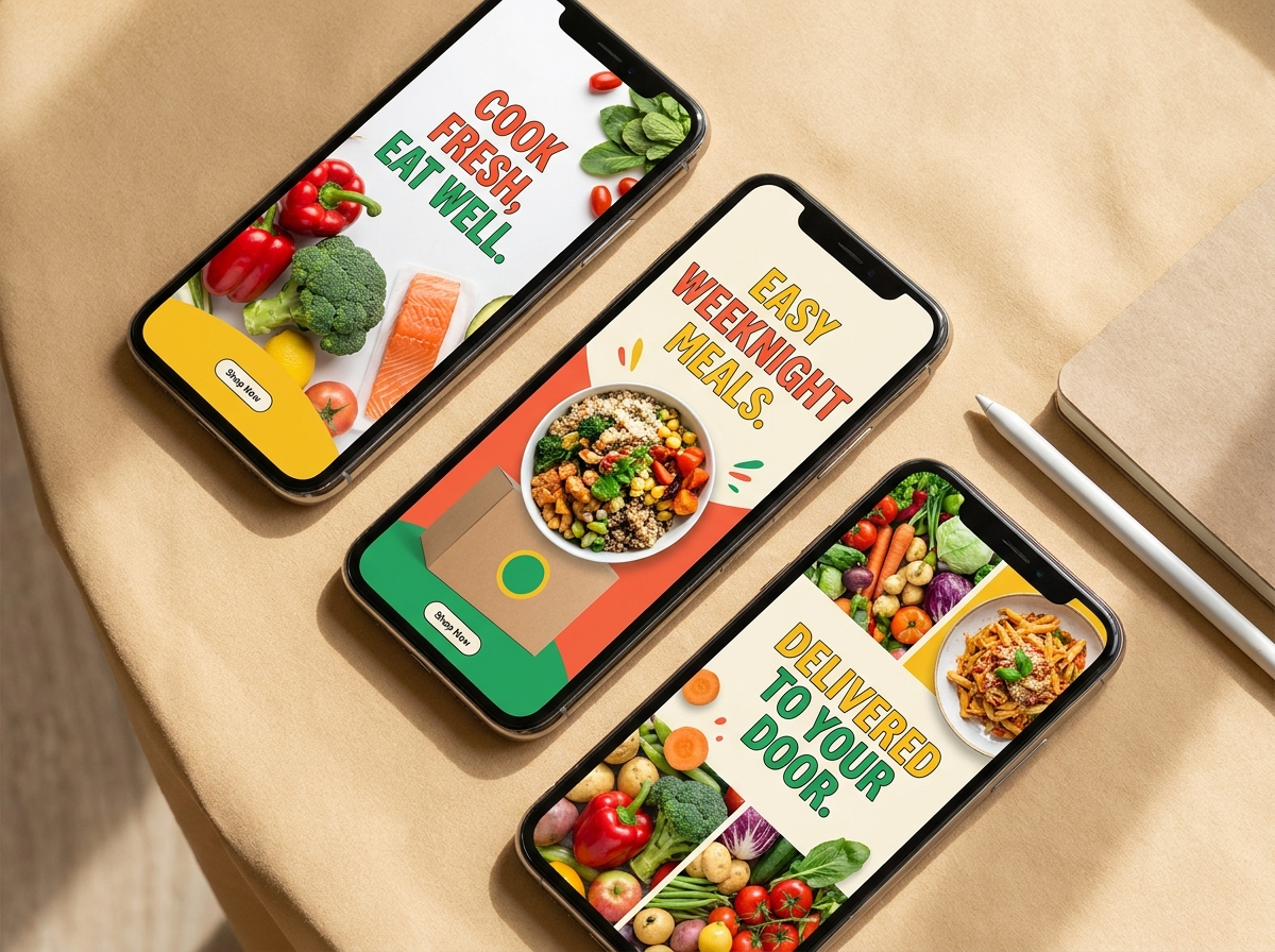 Social ad creative set for a meal kit brand