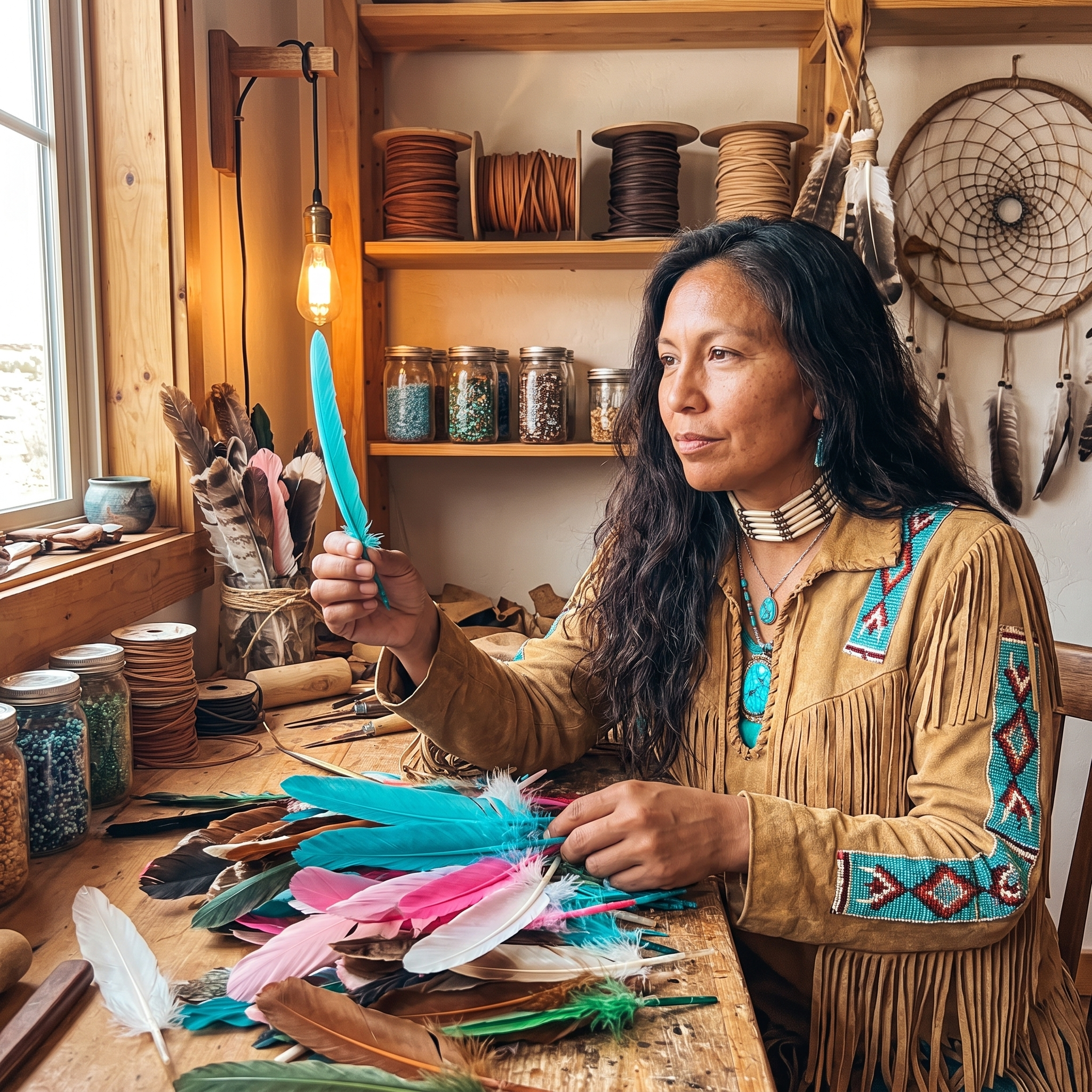 Selecting the finest feathers by hand