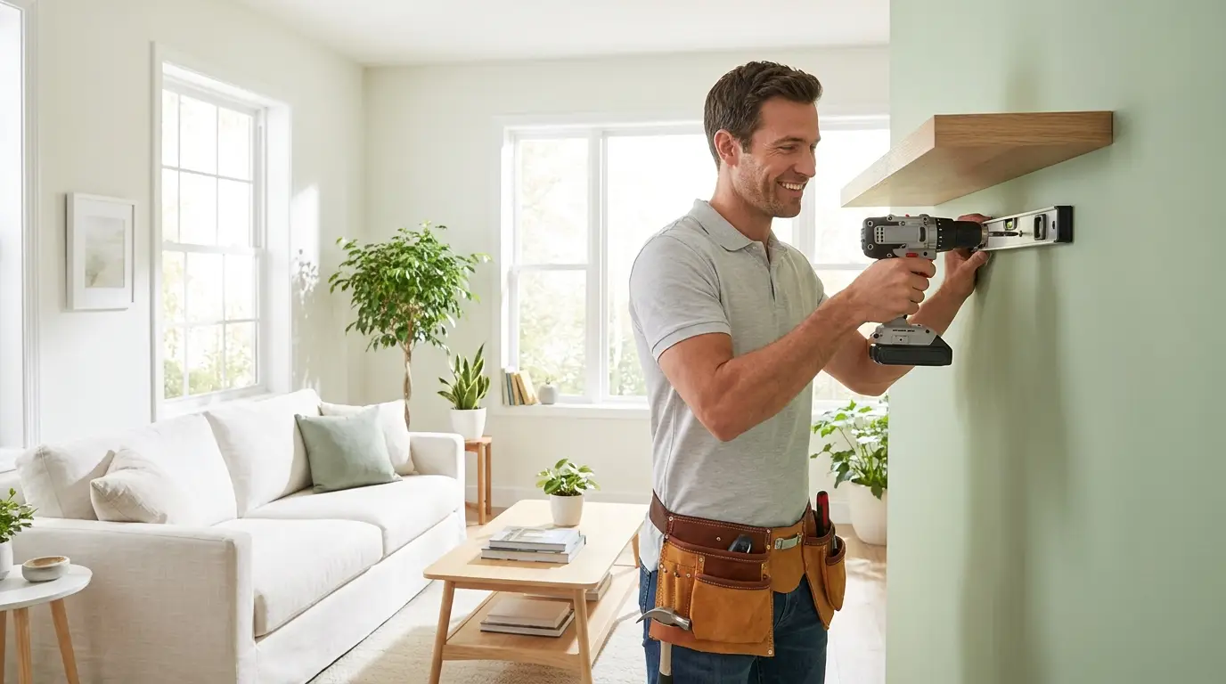 FreshTouchSF handyman installing a shelf