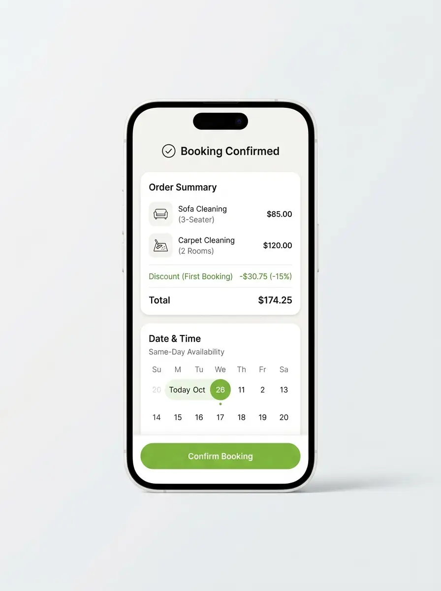 FreshTouchSF app booking screen