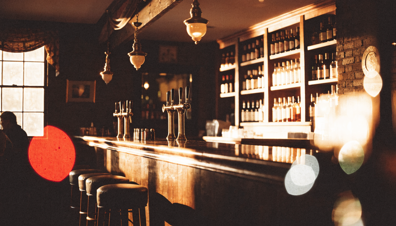 Warm timber-lined bar at Wheatsheaf Hotel in Terang