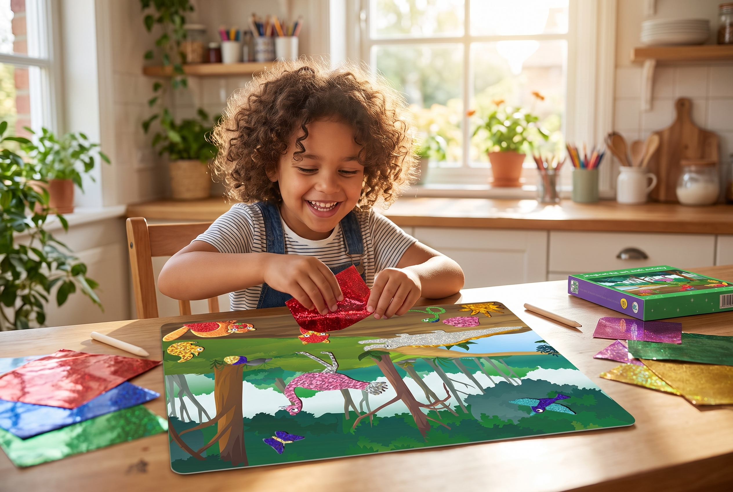 Folie Sticker Kunstset voor Kinderen – Creatieve Knutselset met Glanzende Folie – Dieren
