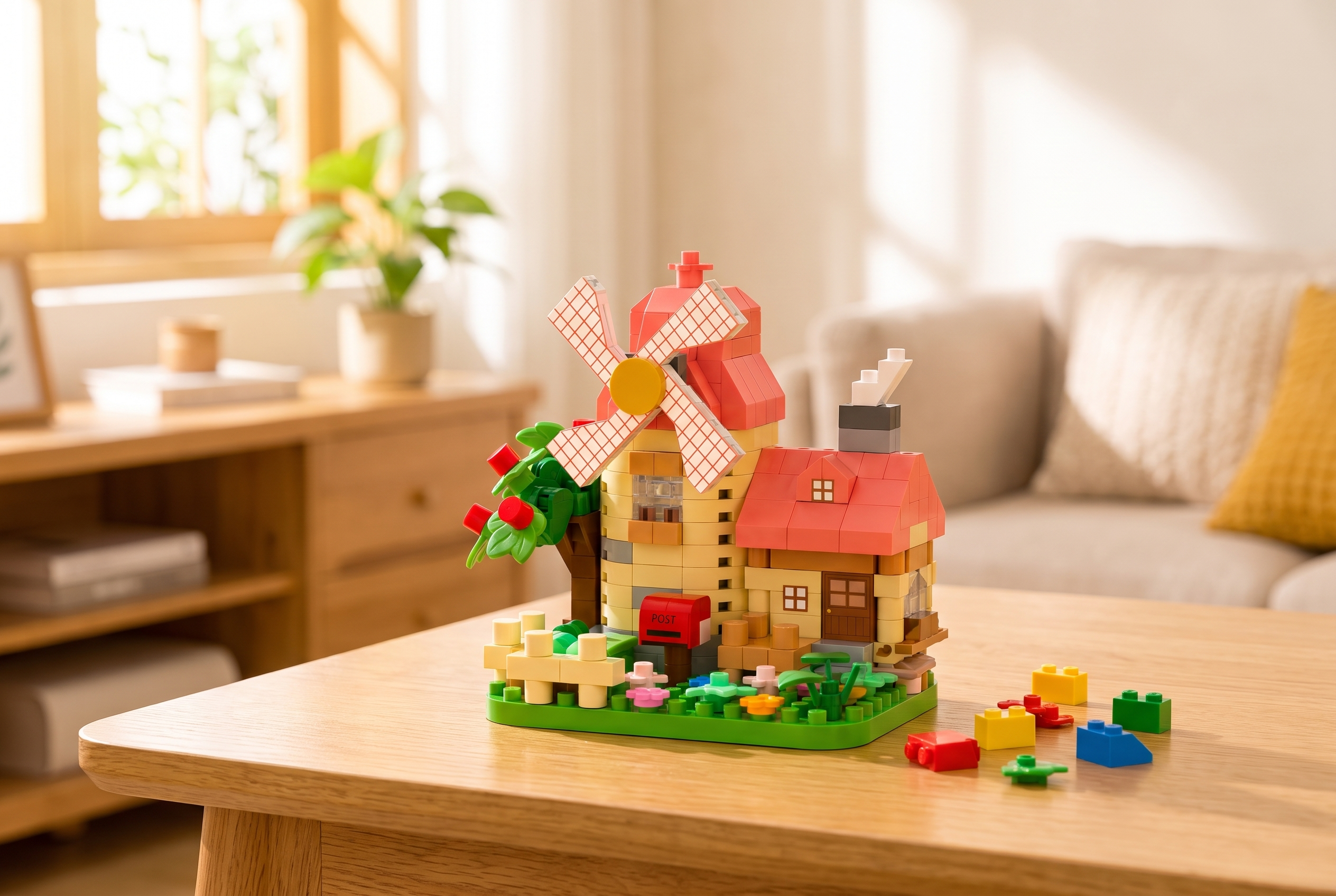 Mini-bouwsteenset Windmolen – Creatieve Bouwstenen voor Kinderen en Volwassenen