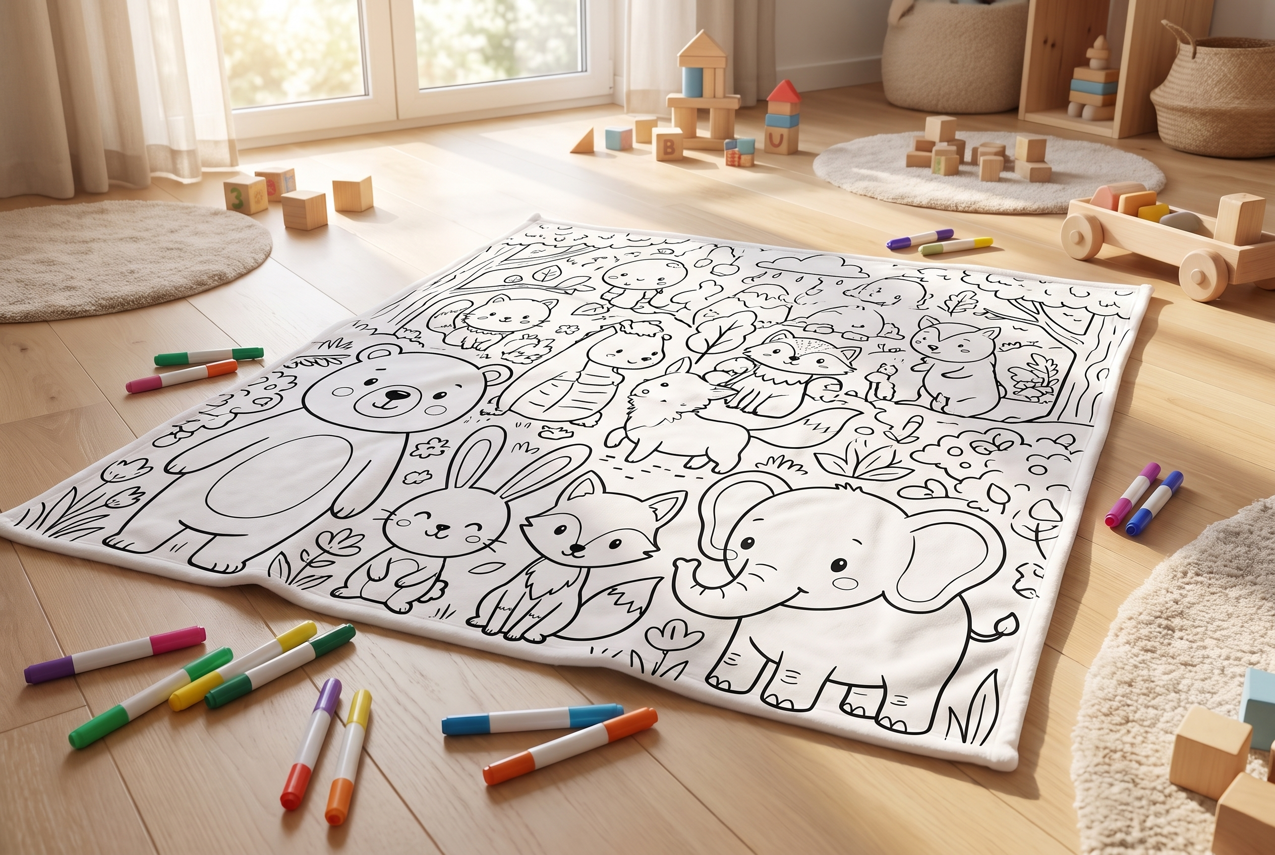 Grote Kleurdeken voor Kinderen – Wasbaar & Herbruikbaar Kleurkleed 100 x 150 cm