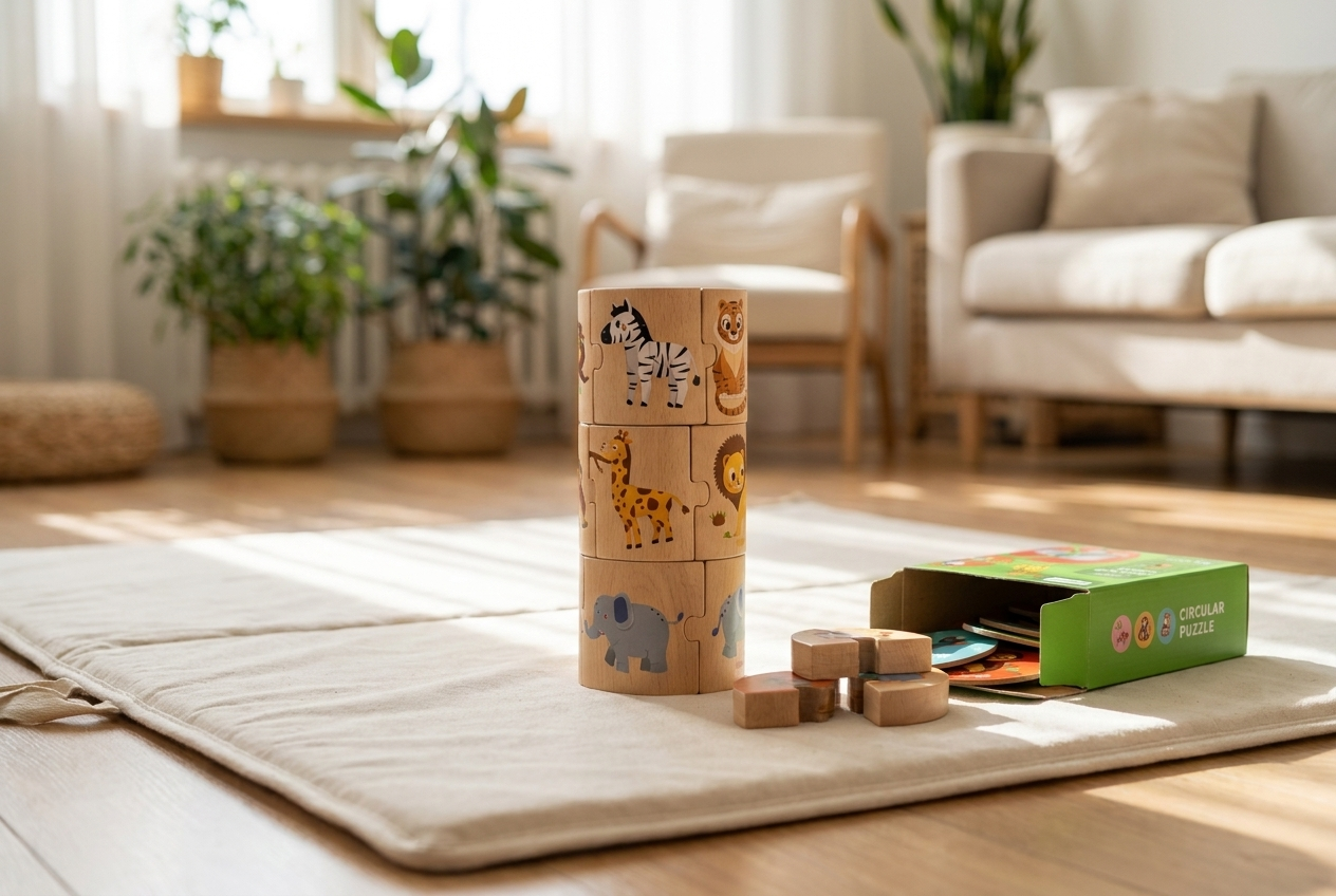 Houten dierenpuzzel met draaibare blokken, 36 puzzelstukjes voor 12 dieren in drie delen, montessori speelgoed voor peut