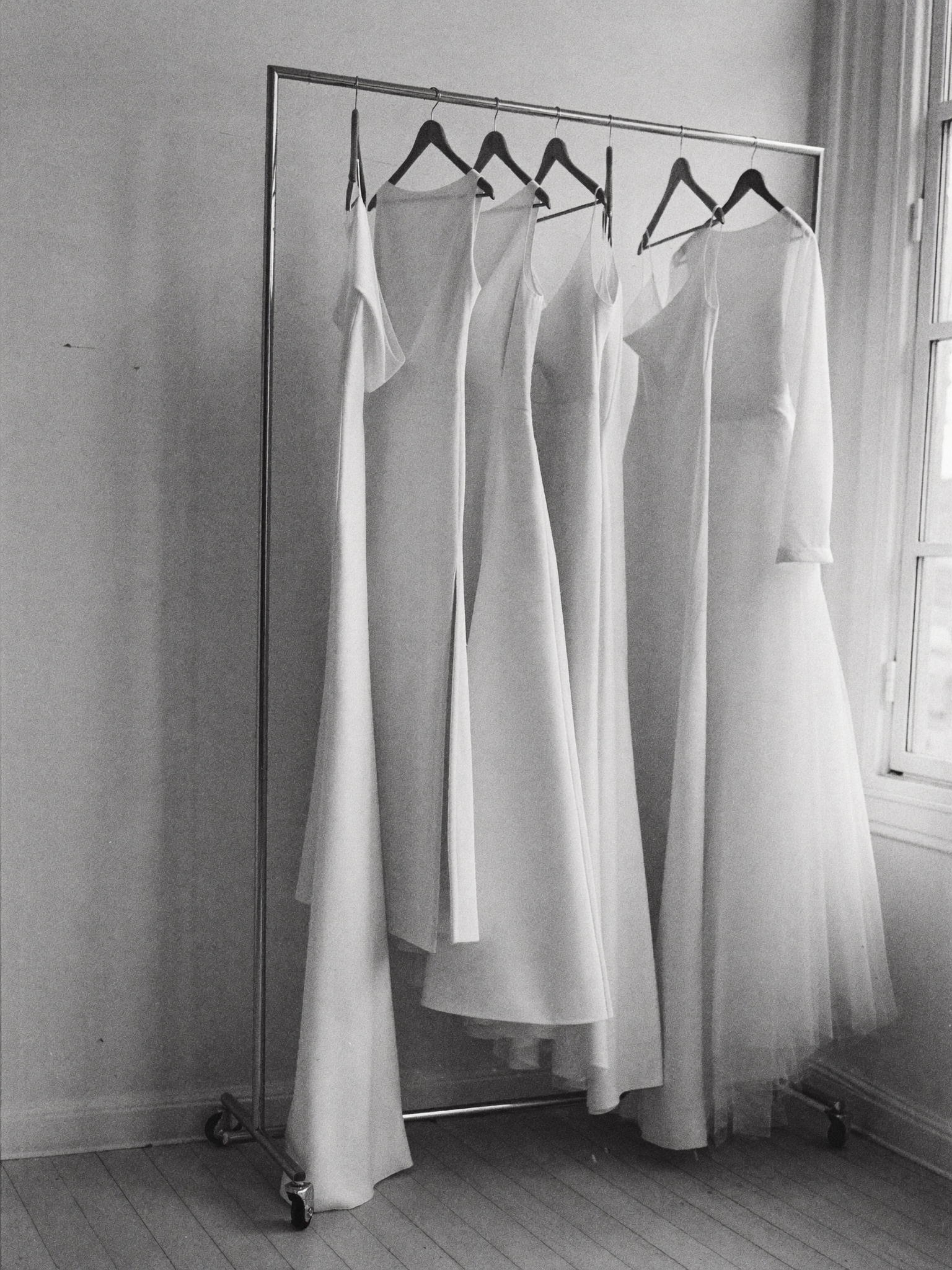 Wedding gowns in the atelier
