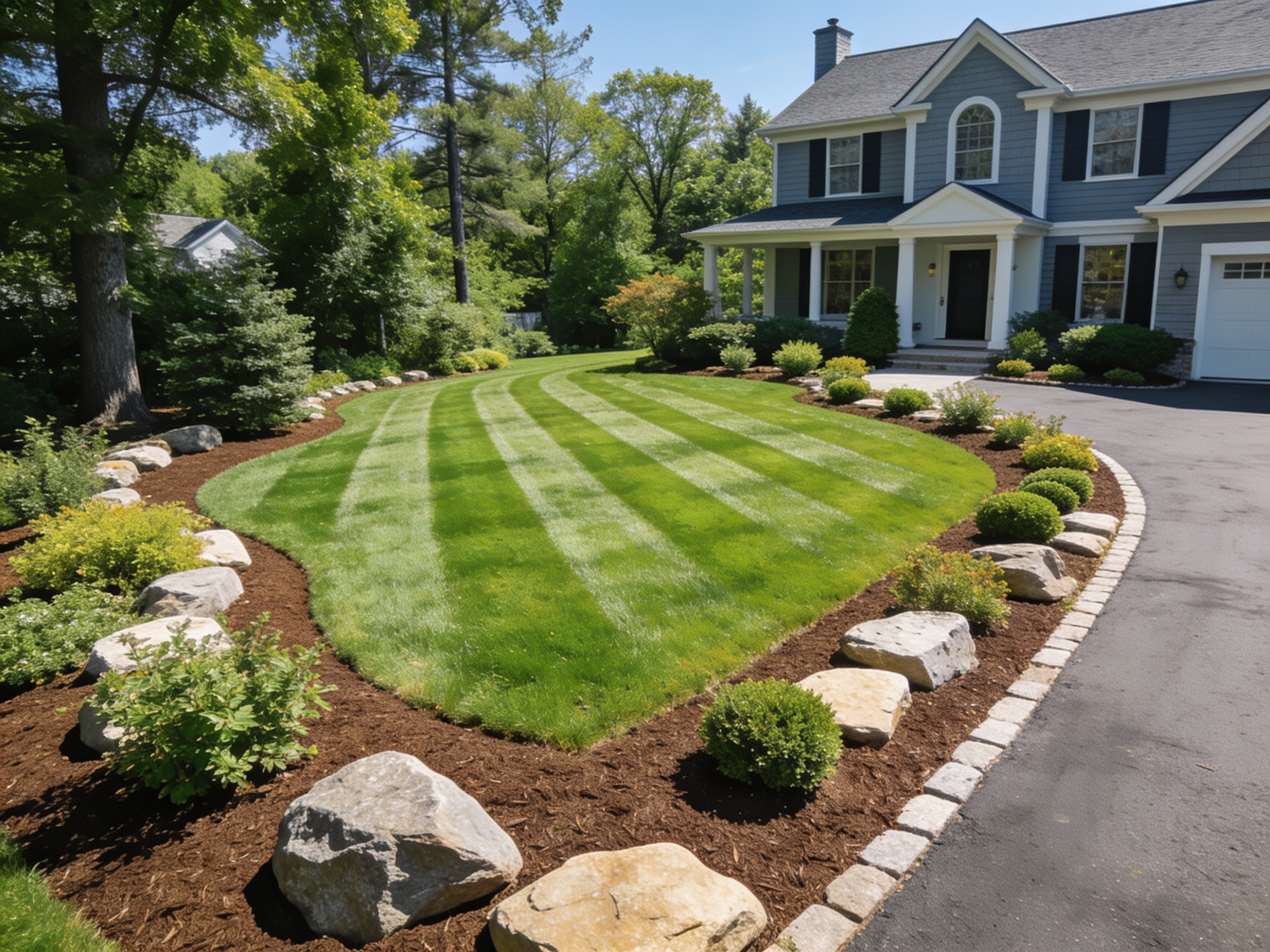 Beautifully landscaped Rhode Island property by AJR Landscaping