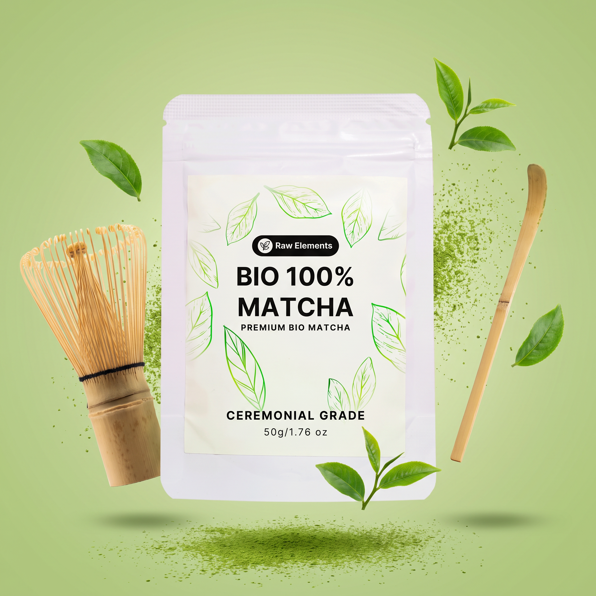 Bio-Matcha Starter-Set mit Bambusbesen Chasen und Matcha-L&ouml;ffel Chashaku