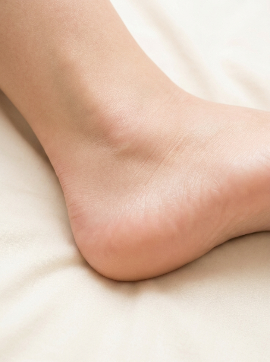 Wearing moisturising socks overnight to help keep dry feet and heels hydrated