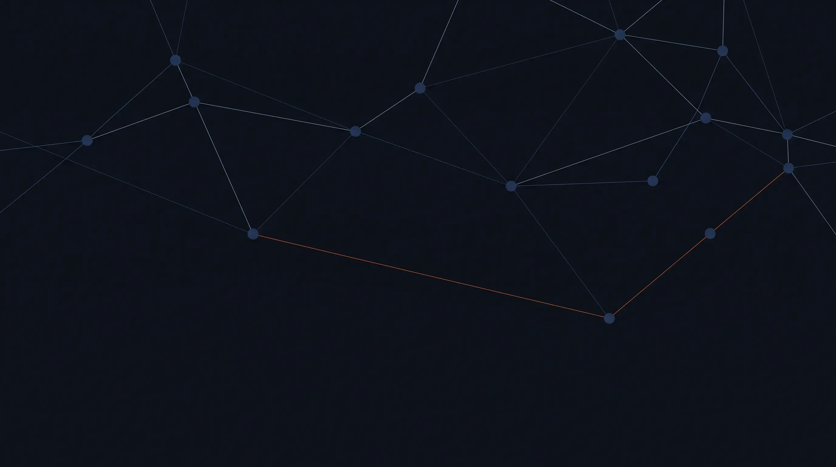 Sparse constellation of navy nodes connected by hairline light paths