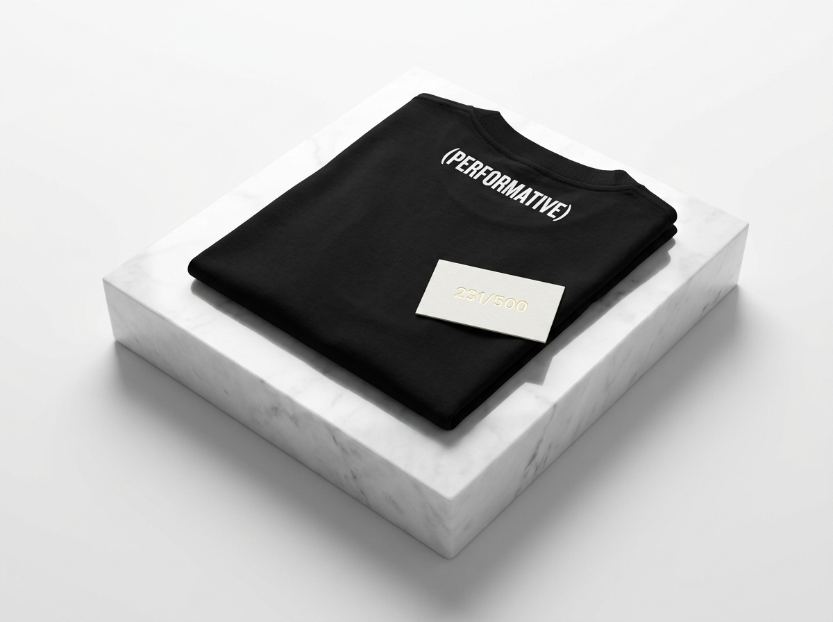 Special edition folded on a marble plinth with numbered tag