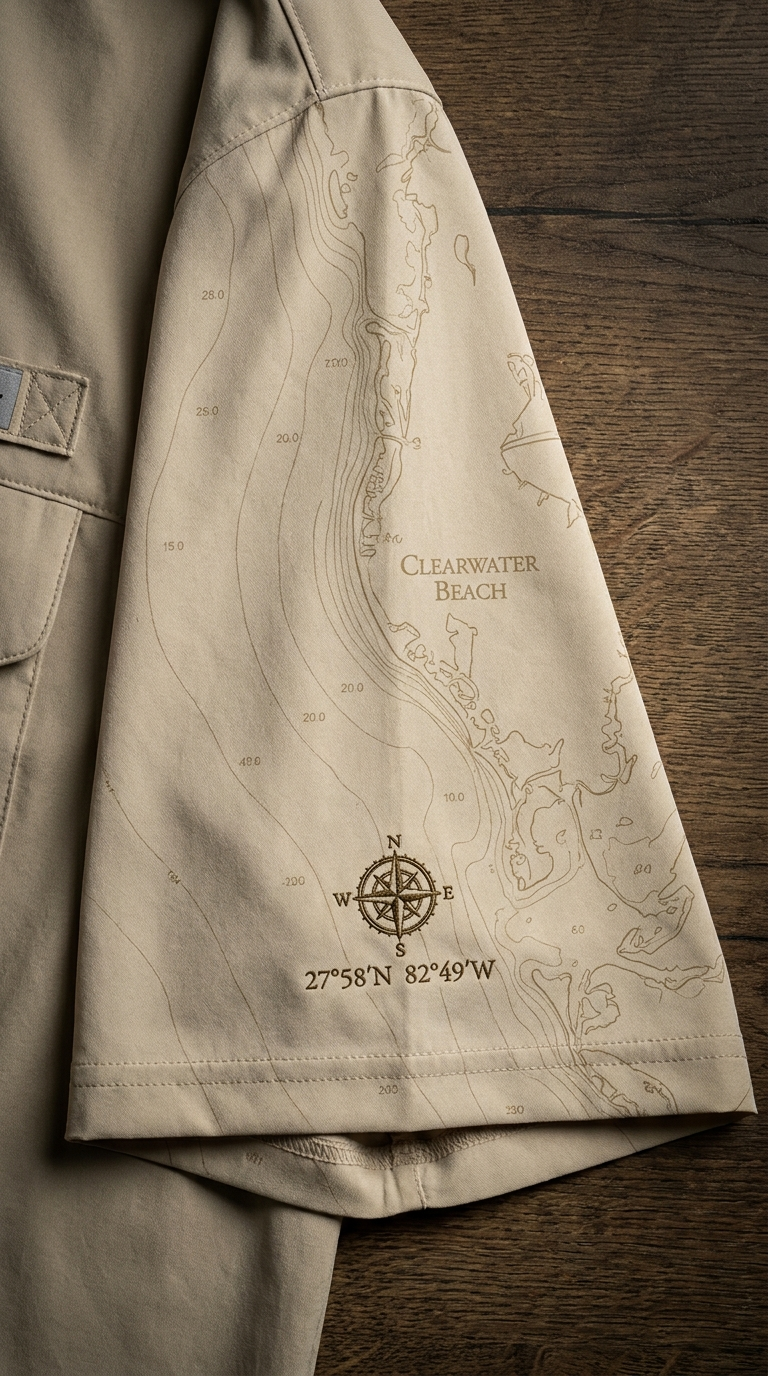 Clearwater Beach topographic sleeve detail