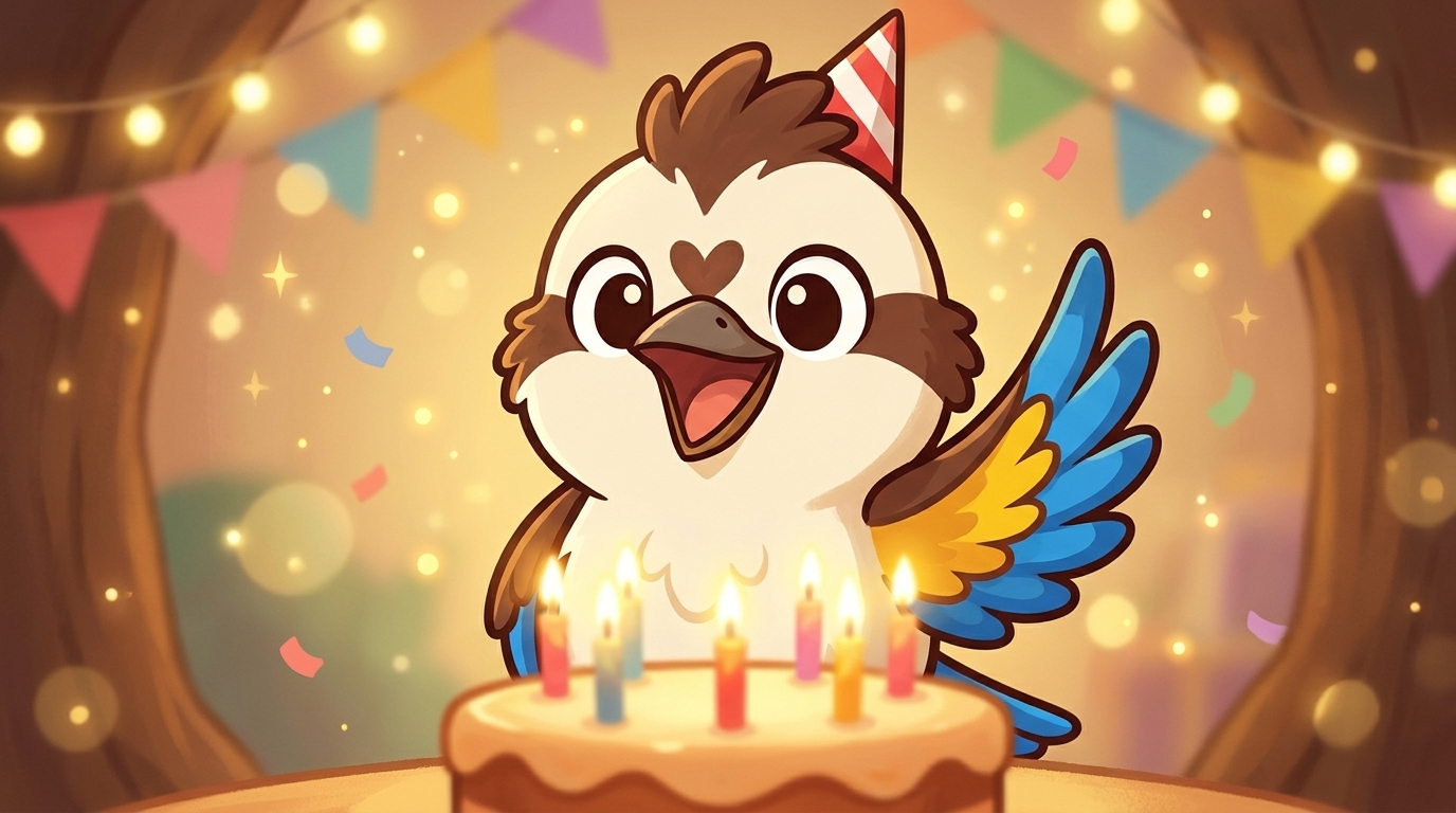 Kookie the Kookaburra singing happy birthday