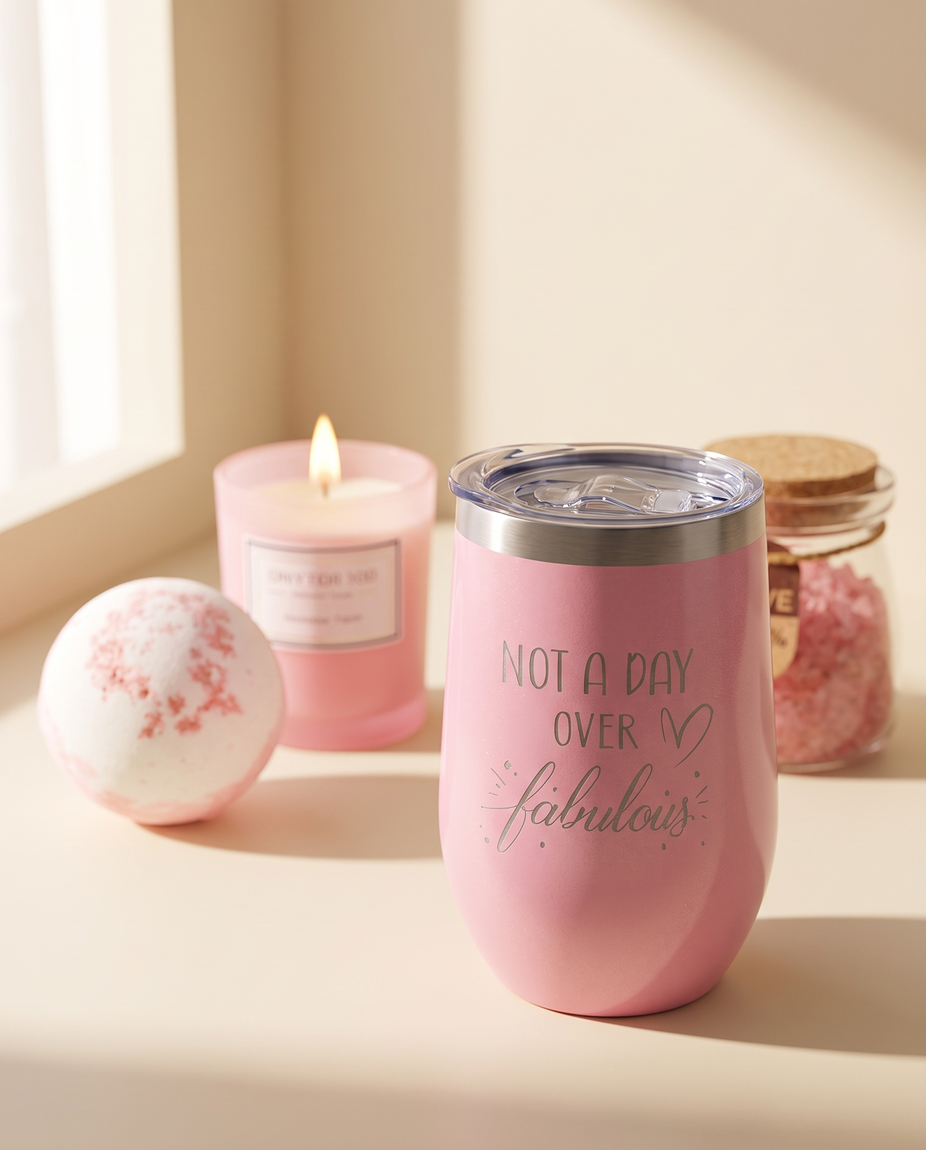 Primer plano del vaso térmico del Set Spa Mujer
