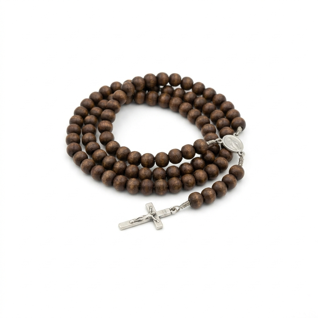 An ordinary rosary with plain smooth beads